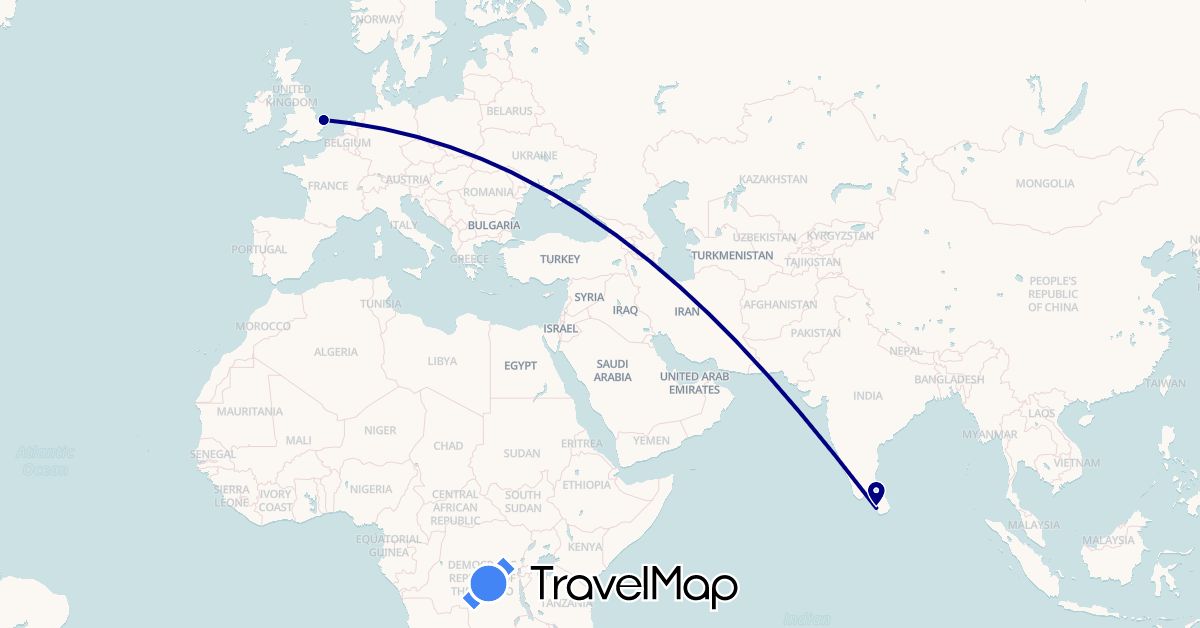 TravelMap itinerary: driving in United Kingdom, Sri Lanka, Netherlands (Asia, Europe)